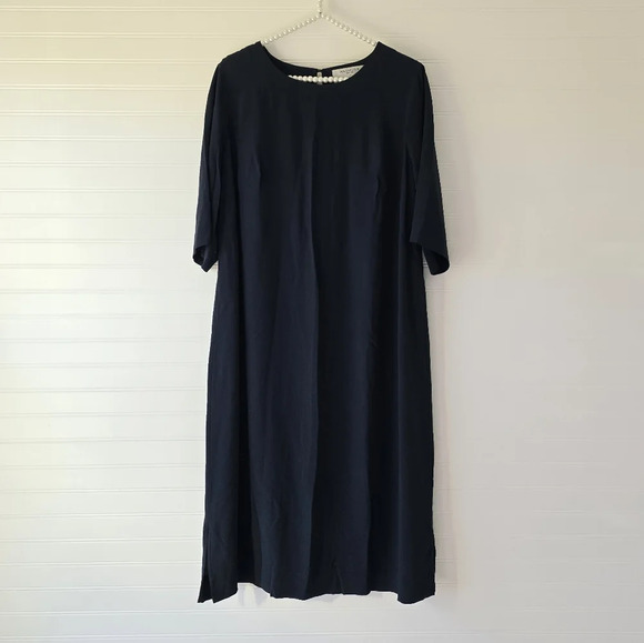 MM. Lafleur Elks Silk Blend Dress Plus Size 1X Navy - Picture 5 of 11